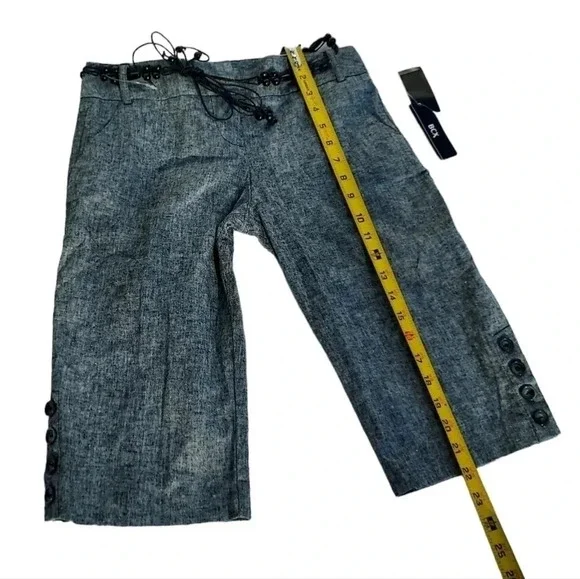 NWT BCX Shorts with Belt and Button Detail on Legs Linen and Cotton Blend Grey 3 - Picture 2 of 14